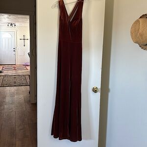Copper long velvet dress